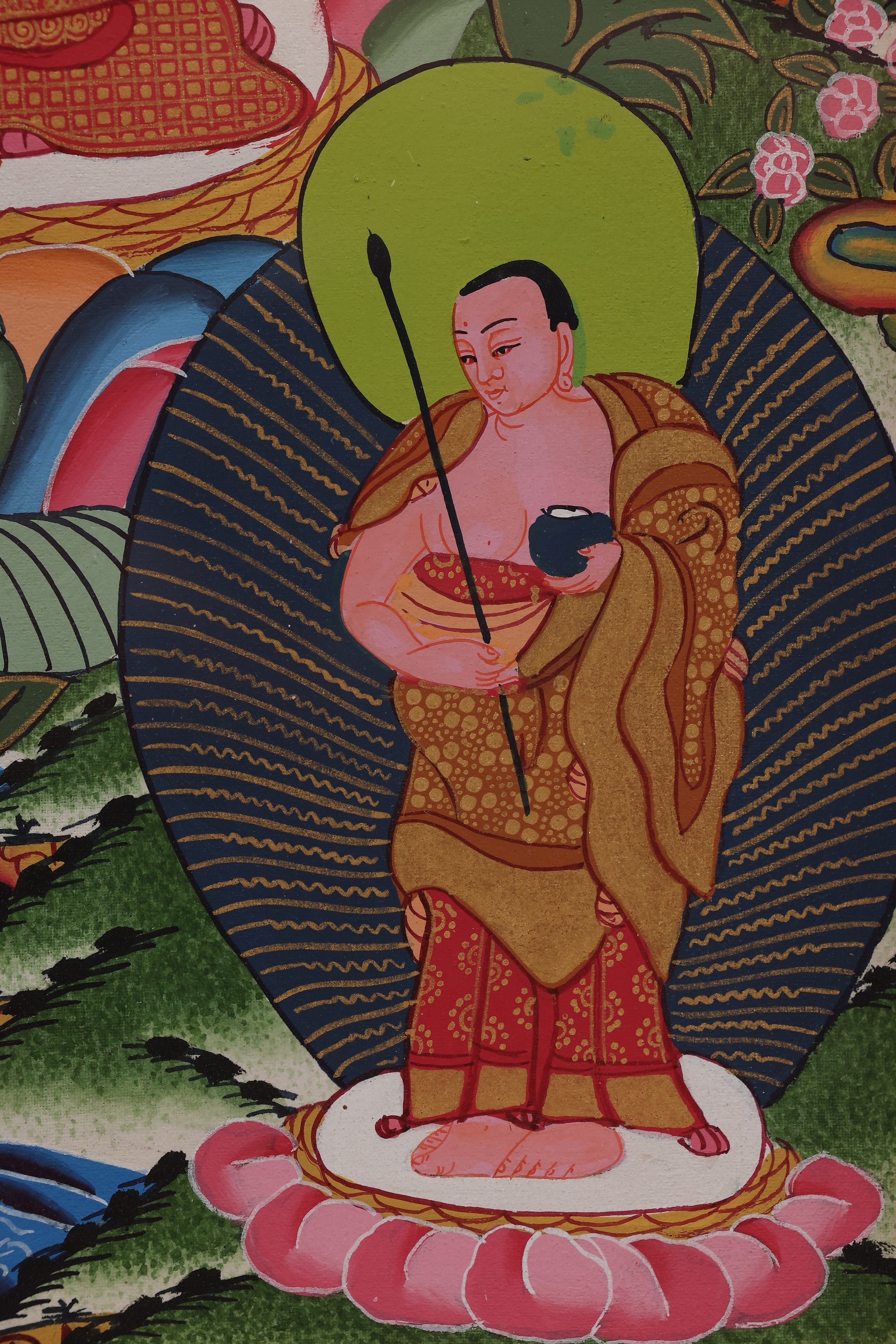 Medicine Buddha Pure World Thangka – Tibetan art for family protection, longevity, and home spiritual wellness.