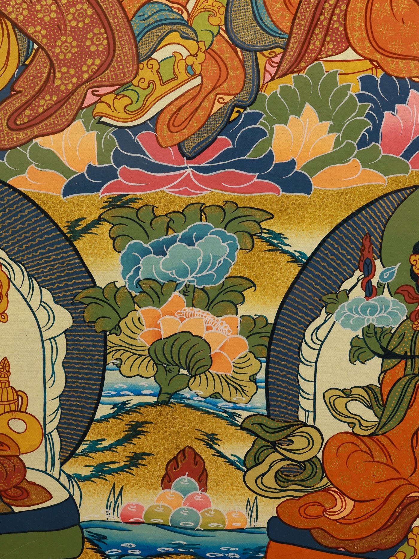 Tibetan Buddhist Padmasambhava Thangka, hand-painted spiritual artwork.