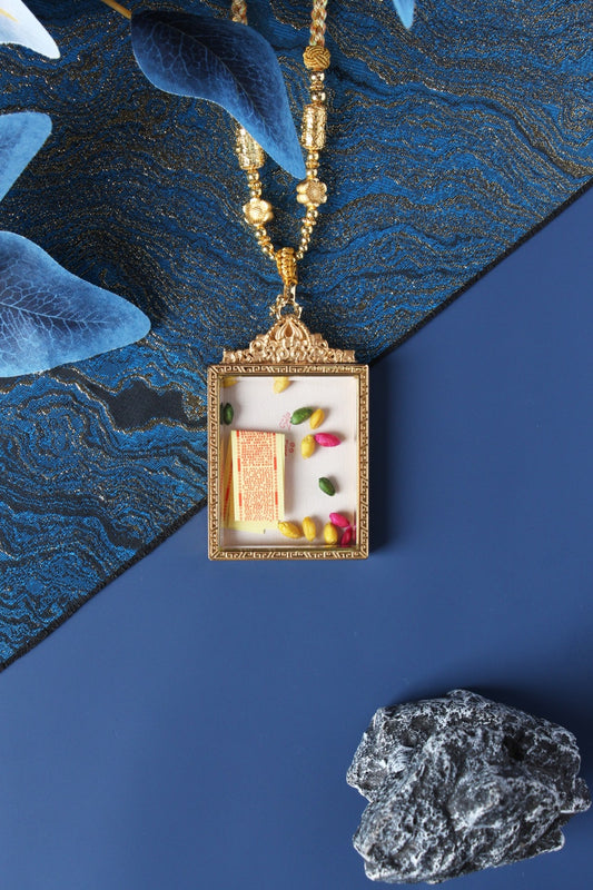 A 3.5x4.5cm hand-painted Tibetan Buddhist Palden Lhamo Thangka pendant featuring the fierce protector goddess of wealth, encased in exclusive 925 Sterling Silver, representing the sacred guardian of prosperity and protection in Tibetan Buddhist culture.

