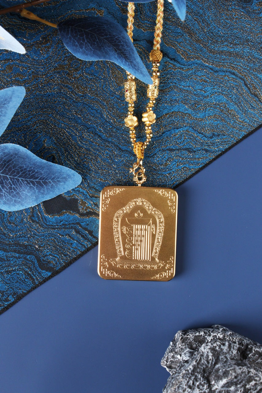 Detailed view of the exclusive 925 Sterling Silver casing for the Palden Lhamo Thangka pendant, symbolizing protection and elegance in Tibetan Buddhist tradition.
