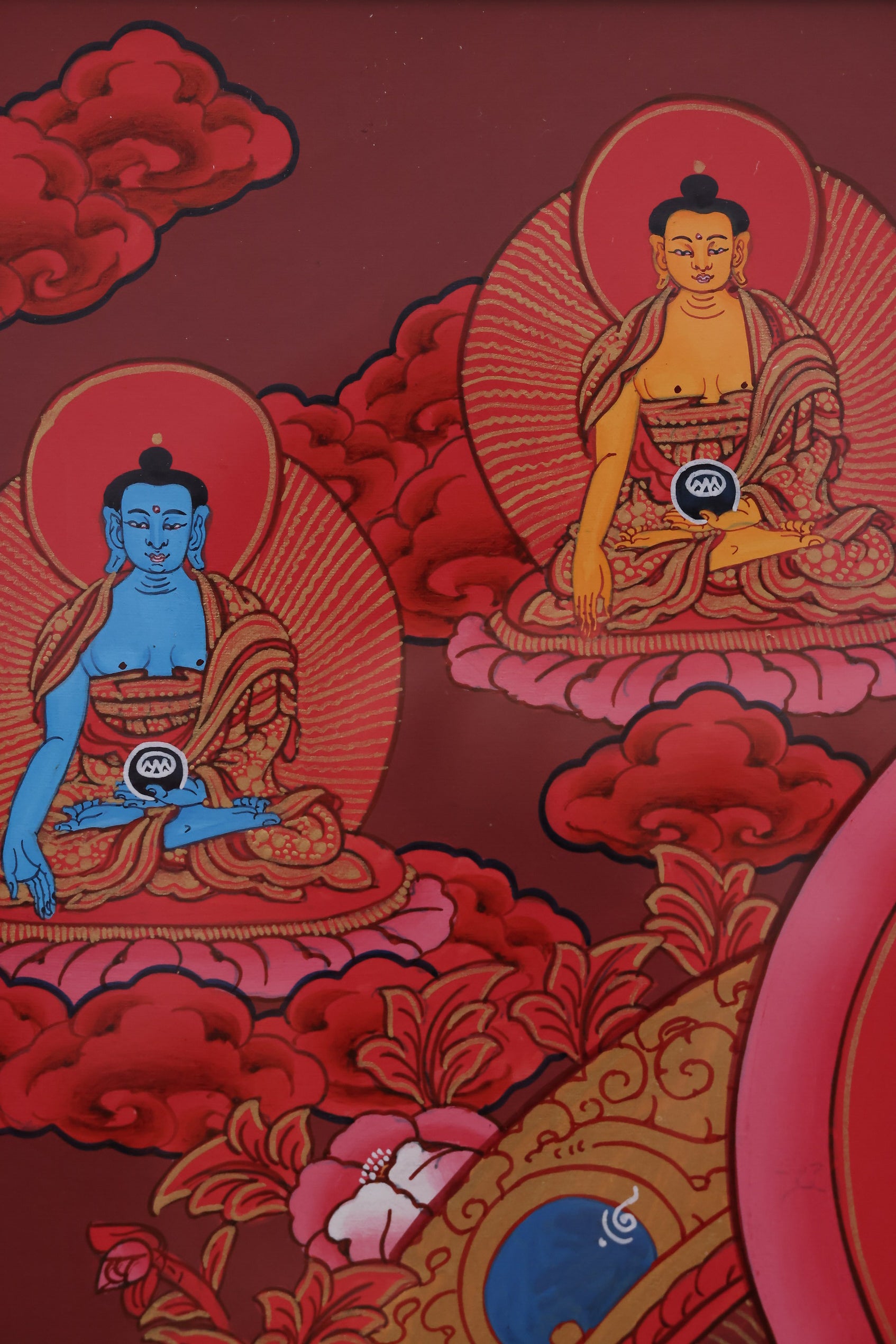 Red Shakyamuni Buddha used for devotional practice, meditation, and spiritual reflection.