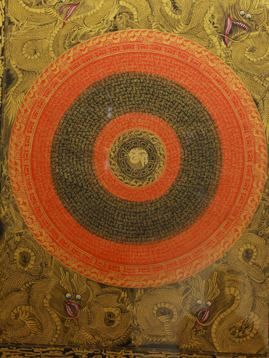 Alt text: “Tibetan Buddhist Dragon Mandala Thangka artwork representing sacred spiritual symbolism and traditional Tibetan art.”