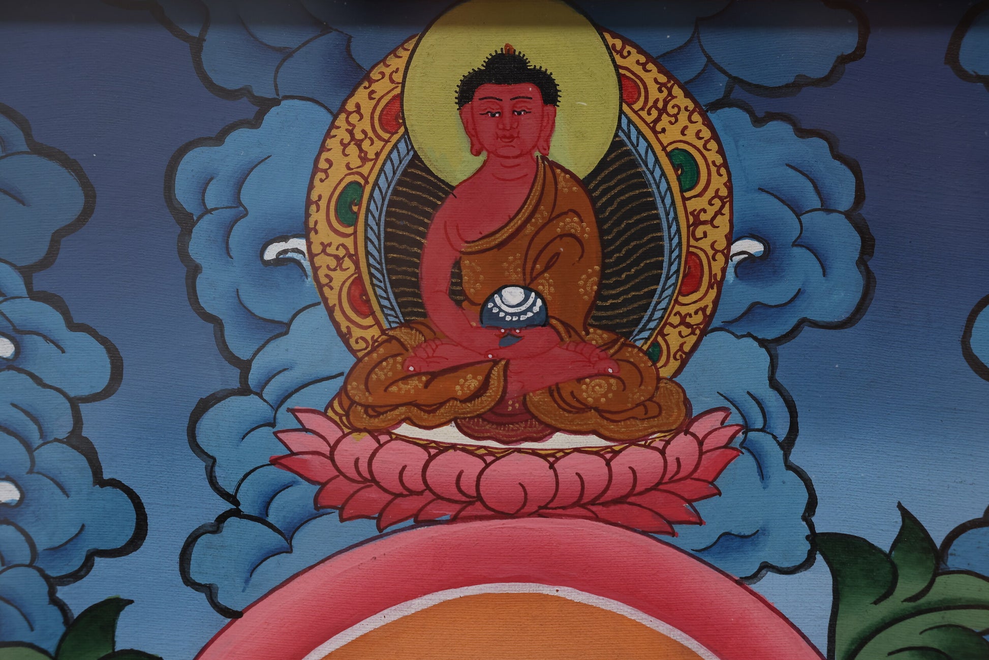 Shakyamuni Buddha Thangka for blessings and protection, hand-painted art