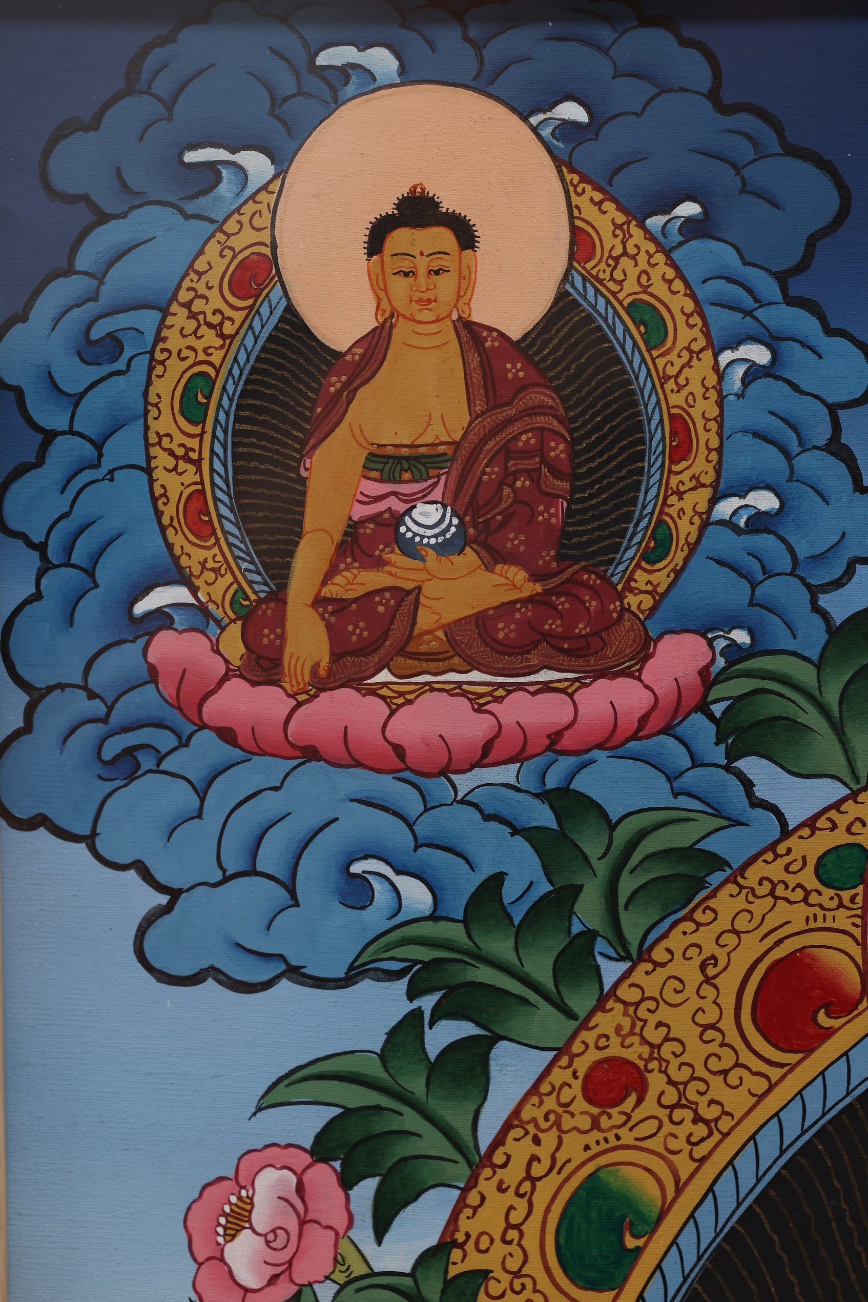 Shakyamuni Buddha Thangka for meditation, Tibetan Buddhist cultural painting