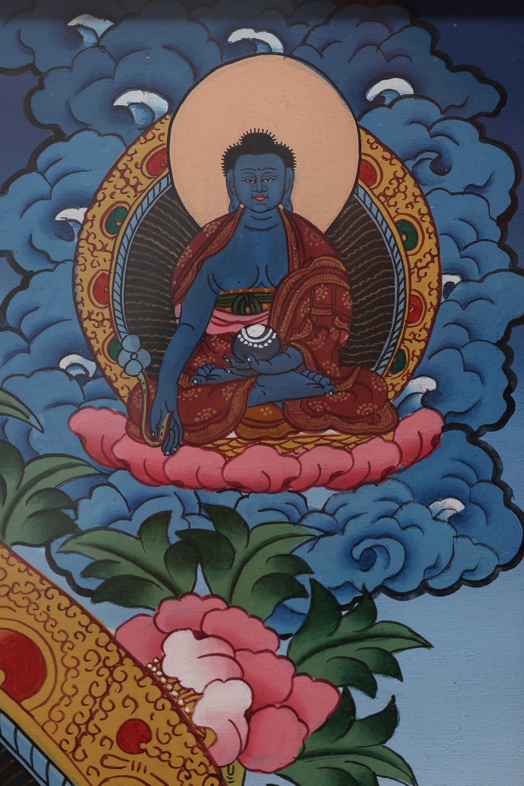 Sacred Shakyamuni Buddha Thangka, traditional Tibetan Buddhist artwork