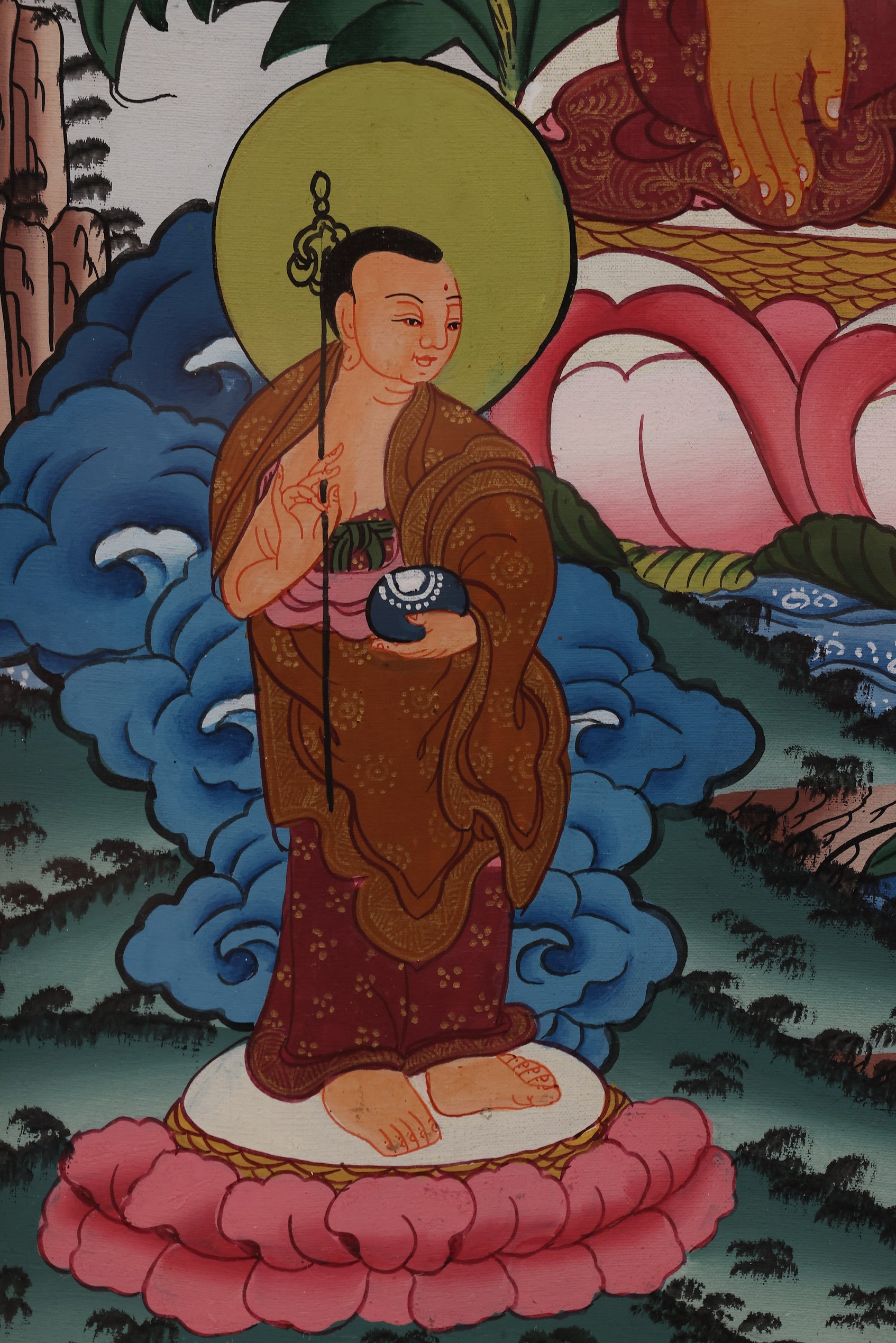 Shakyamuni Buddha Thangka inspiring mindfulness and meditation