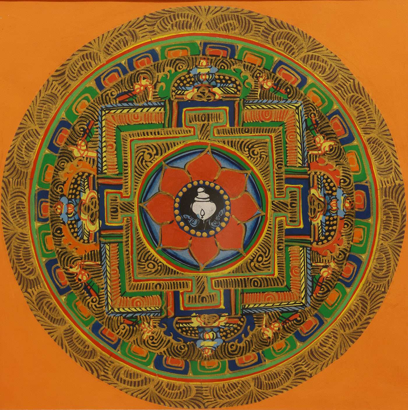 Kalachakra mandala thangka symbolizing time, cosmos, and spiritual transformation