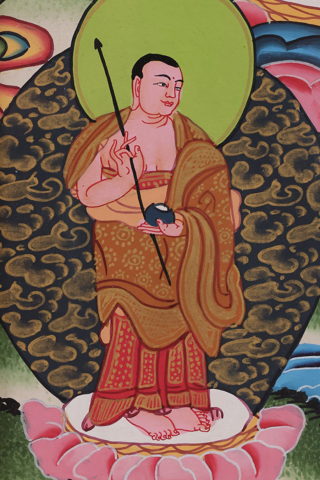 Sacred Tibetan Thangka painting of Akshobhya Buddha, crafted for spiritual devotion and home altar display