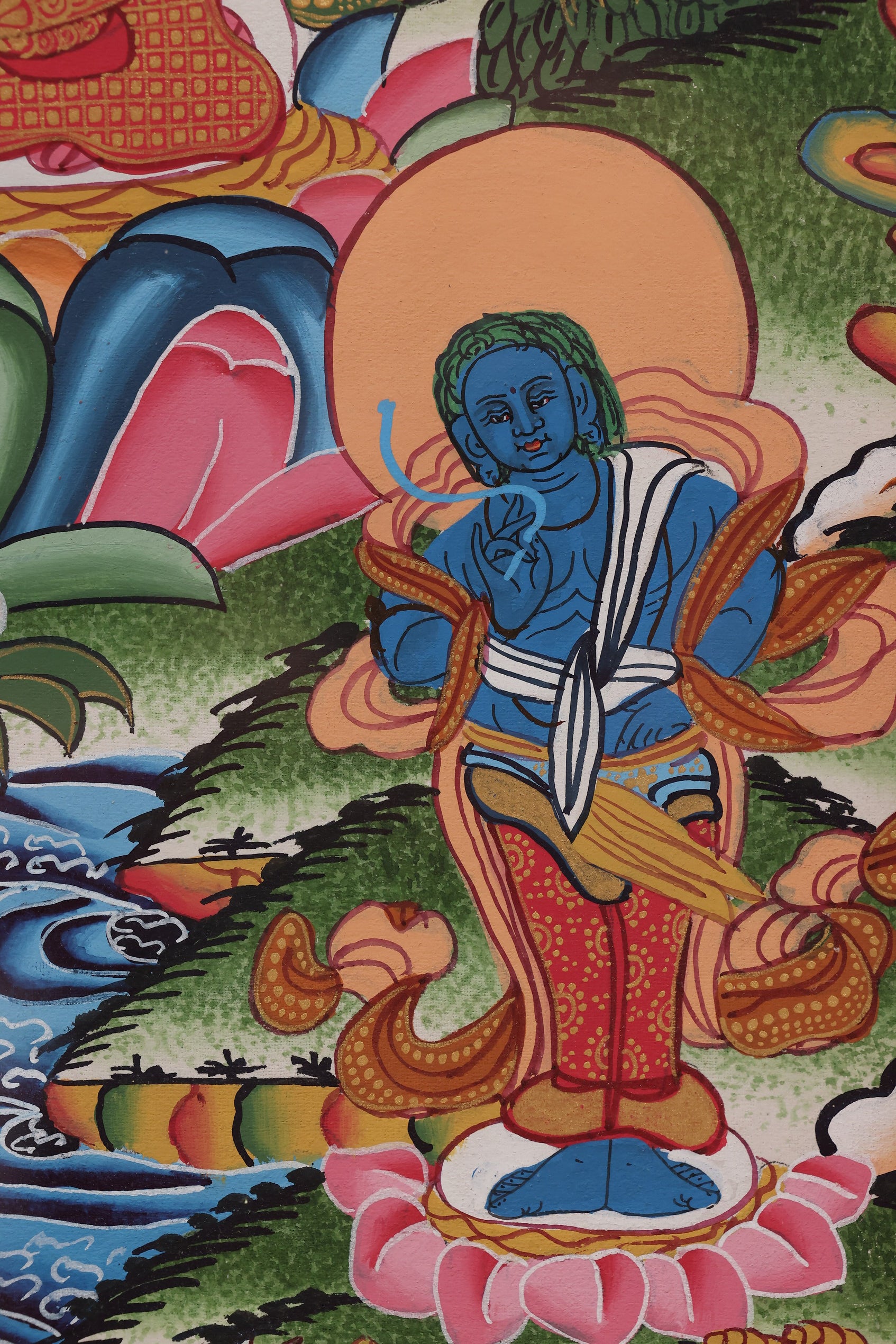 Ushnishavijaya longevity blessing thangka from Tibetan Buddhist sacred art tradition