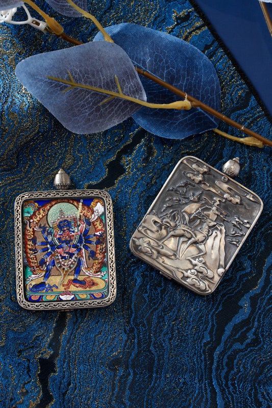 4×5cm Qinghai Chakrasamvara Thangka Pendant: A Collectible Vessel of Transcendent Union & Spiritual Power