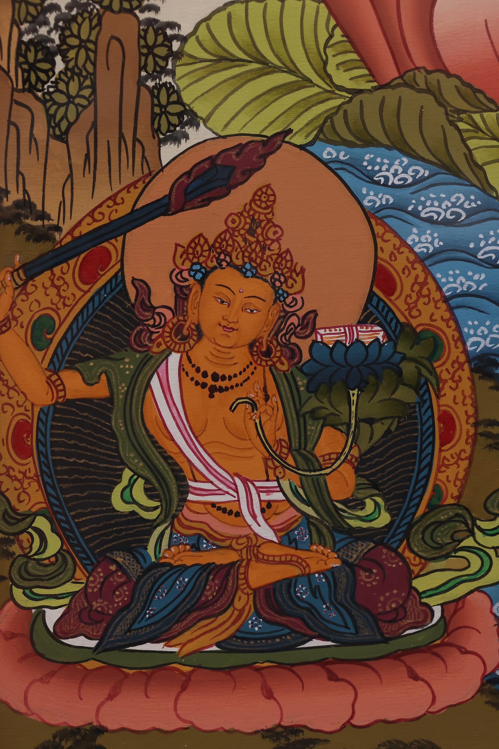 Four-Armed Guan Yin Compassion Blessings Thangka – Tibetan art for spiritual mercy and grace.
