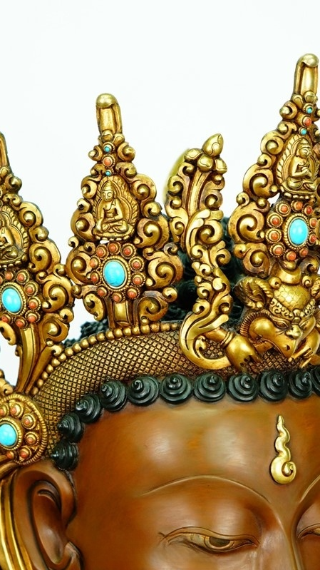 Dipankara Buddha bust art, authentic Tibetan Buddhist statues crafted by hand, Buddha Statue-Art with mineral pigments representing light, wisdom, and the path to awakening