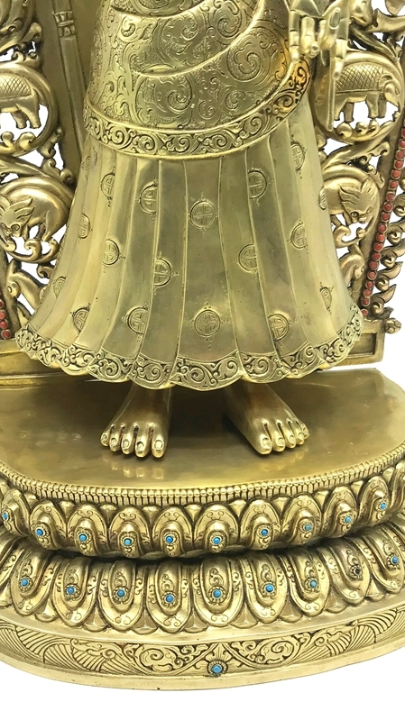 Handcrafted Tibetan Buddhist Dipankara Buddha statue, gilt gold finish with mineral pigments, traditional Tibetan Buddhist statues and Buddha Statue-Art for altar and spiritual space