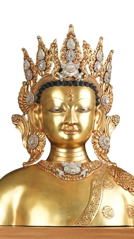 Traditional Dipankara Buddha Statue-Art, Tibetan Buddhist statues handcrafted with gold gilding and mineral pigments, sacred Buddhist sculpture.