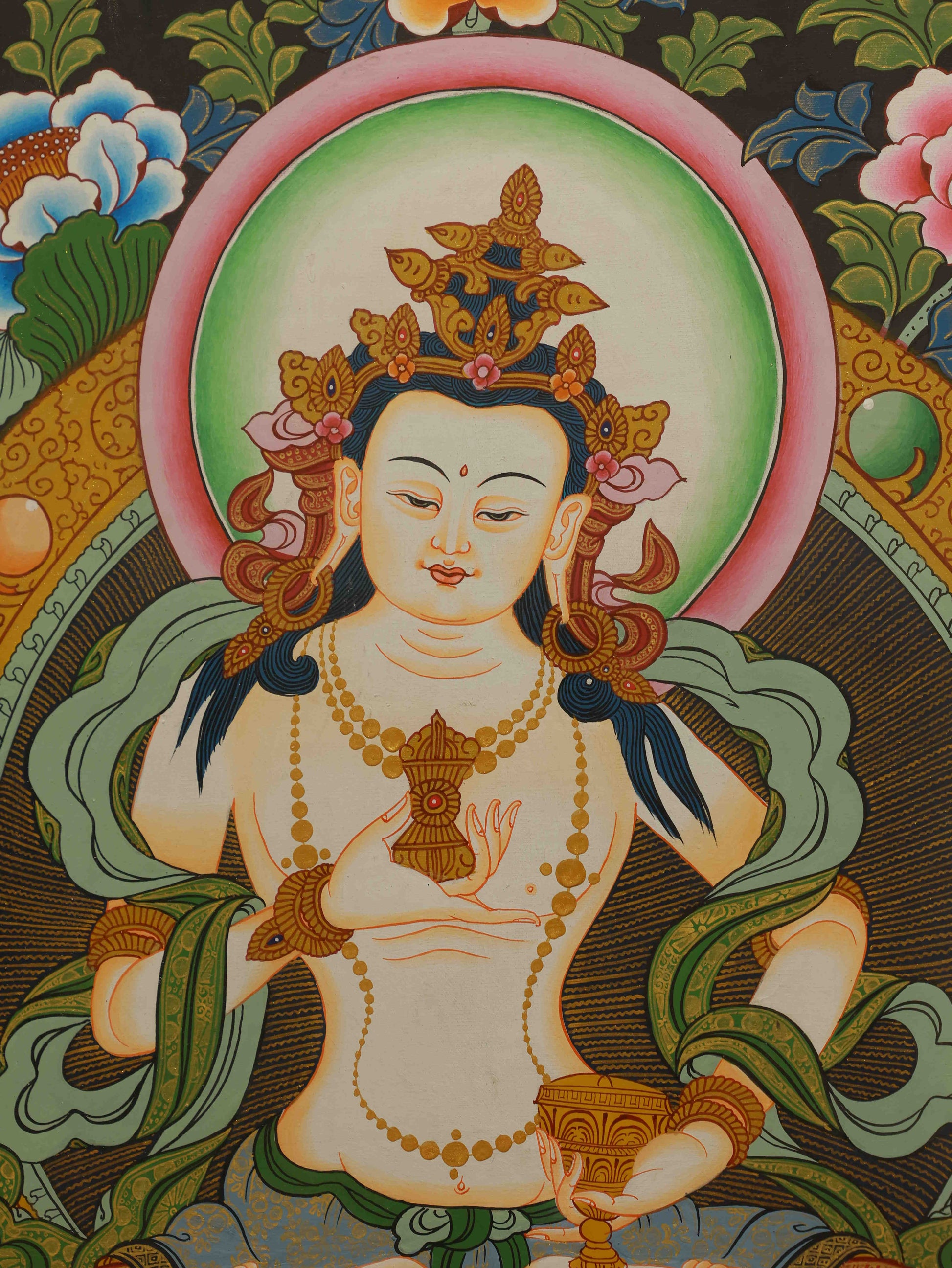 Vajrasattva Thangka painting representing purity, compassion, and healing energy.