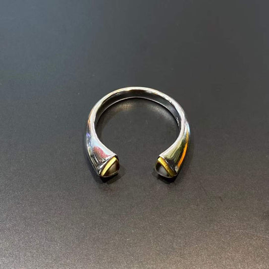 Tibetan Buddhist handmade Dzi silver ring featuring sacred patterns and artisanal details.