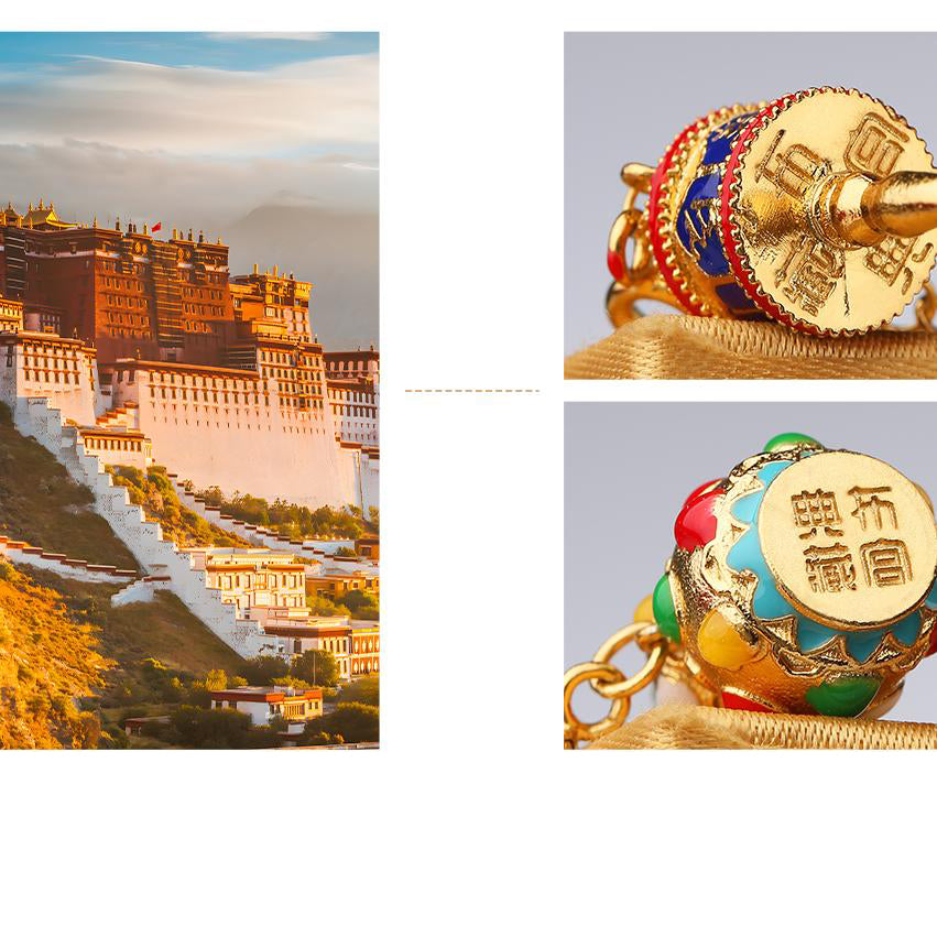 Hand-painted enamel gourd pendant representing luck and good fortune.