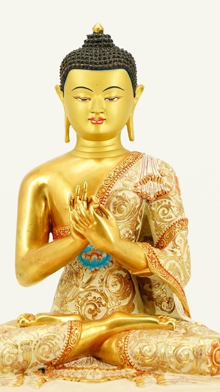  Tibetan Buddhist Five Buddhas statue, gilded and painted with mineral pigments. Ideal for collectors and spiritual seekers seeking peace, enlightenment, and protection.