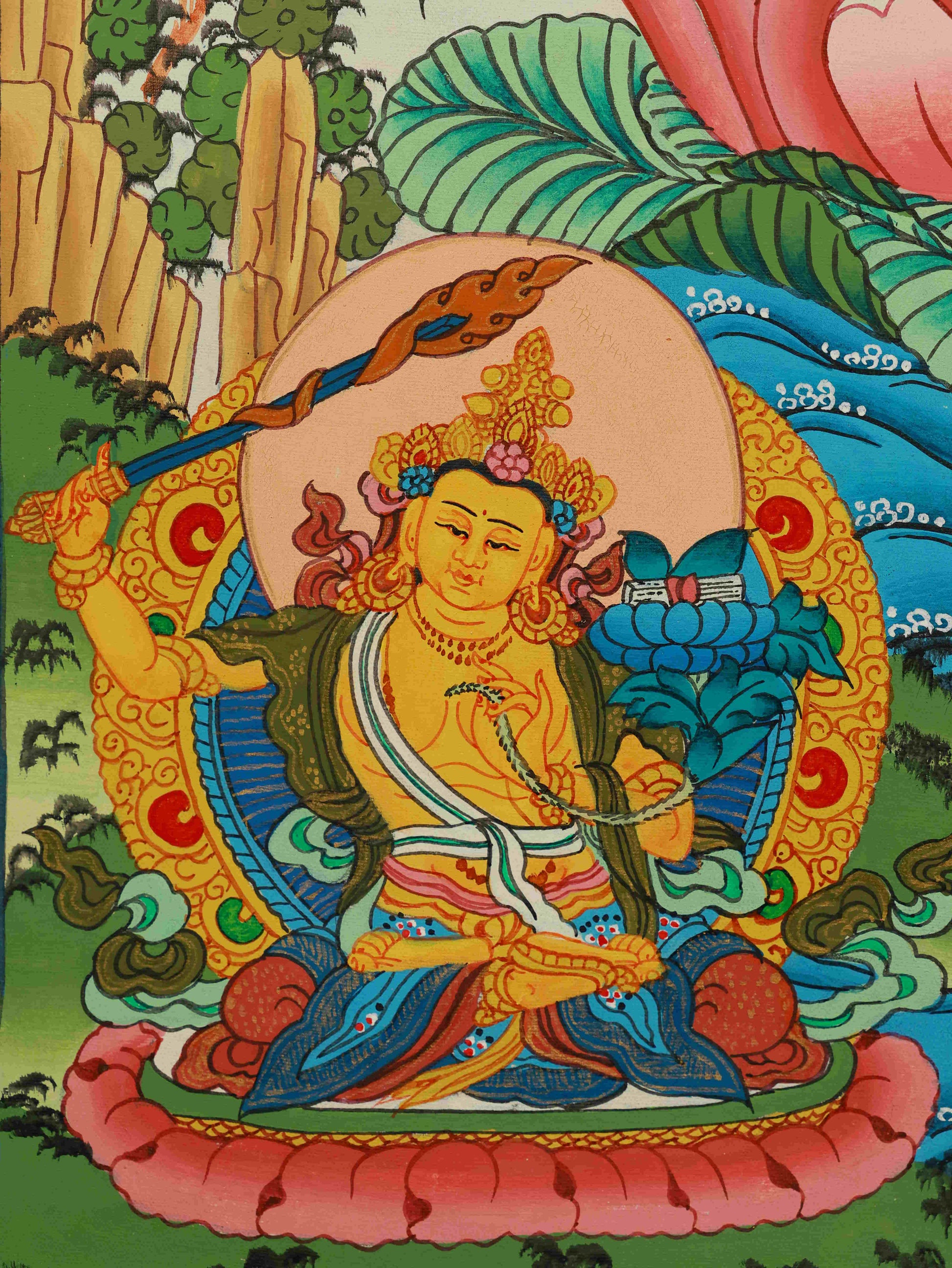 Four-Armed Avalokiteshvara Tibetan Thangka painting, perfect for meditation, altar, or sacred display.