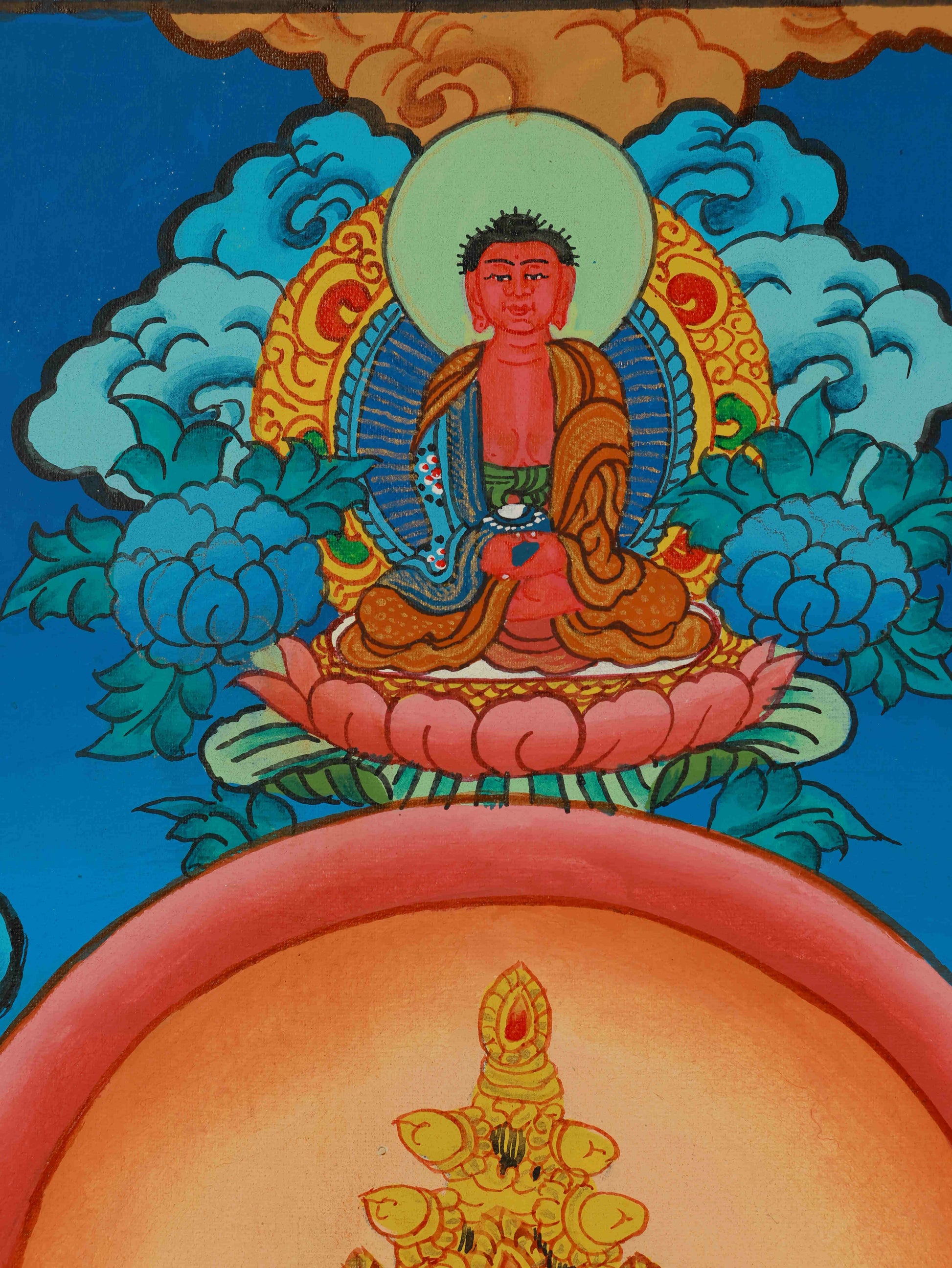 Handcrafted Four-Armed Avalokiteshvara Thangka, 75x50cm, ideal for home, shrine, or meditation space.
