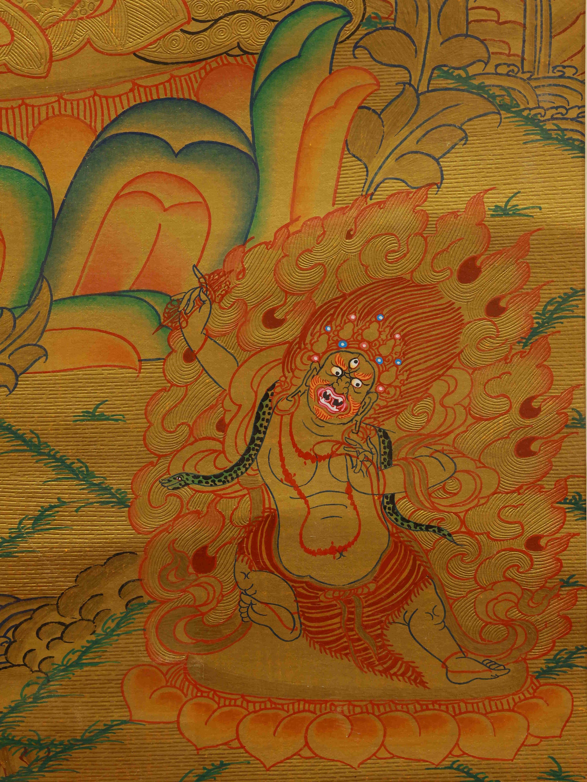 Exquisite hand-painted Tibetan Thangka of Four-Armed Avalokiteshvara Buddha on canvas, crafted with devotion.