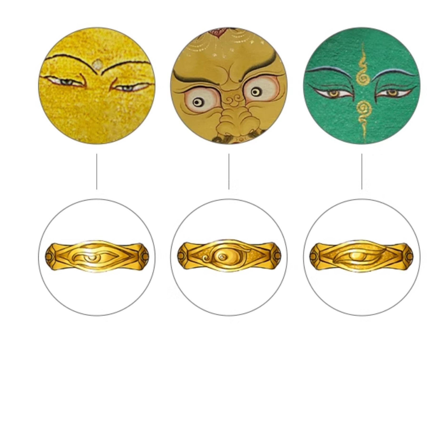 Artisan Tibetan jewelry featuring the all-seeing wisdom eye in solid gold and silver.