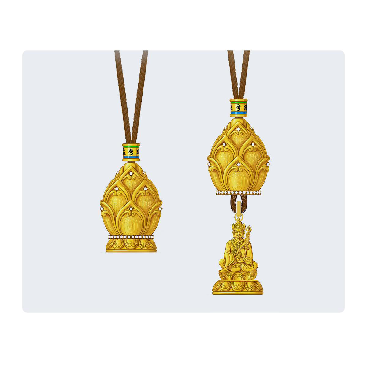 Tibetan Buddhist Padmasambhava lotus pendant symbolizing enlightenment and blessings.