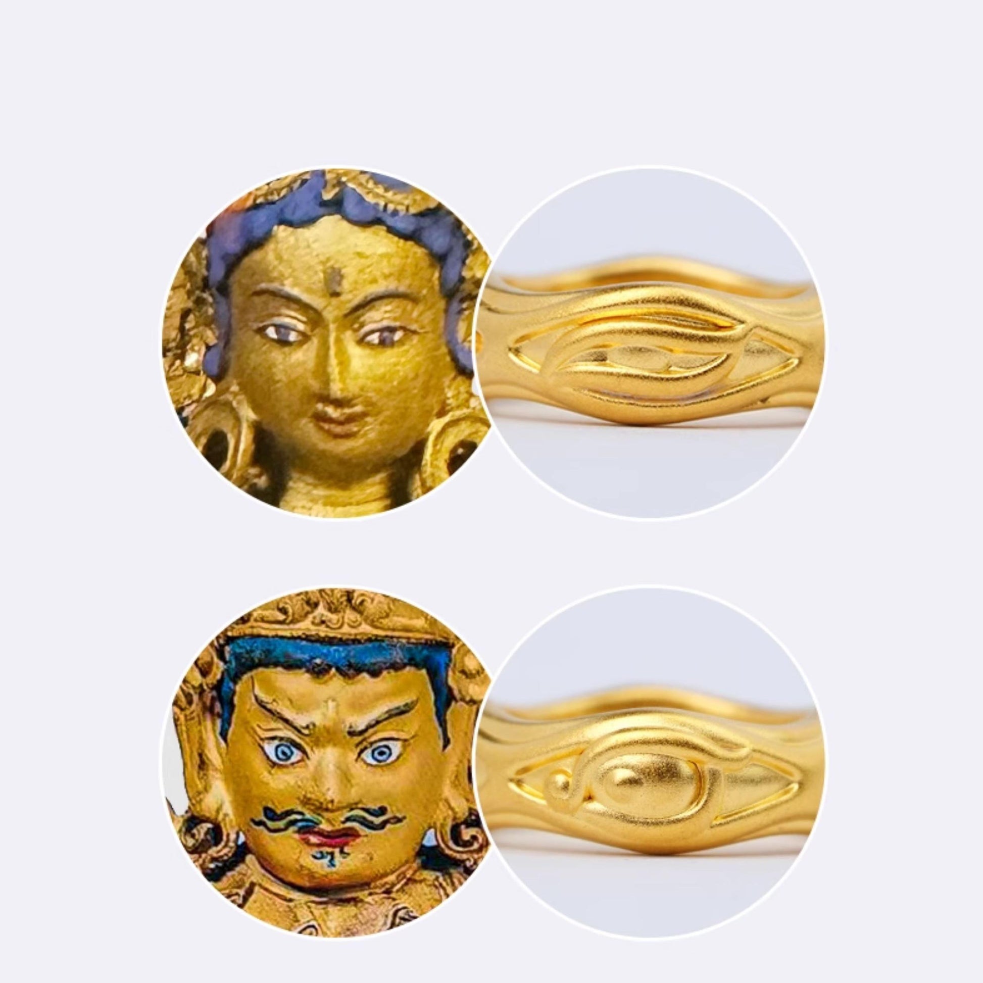Tibetan Buddhist necklace with pure gold eye pendant for mindfulness and divine protection.