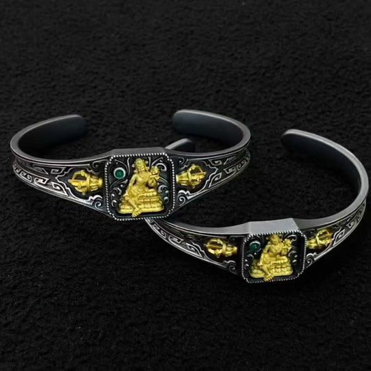 Tibetan Buddhist Green Tara sacred bracelet made of S925 sterling silver.