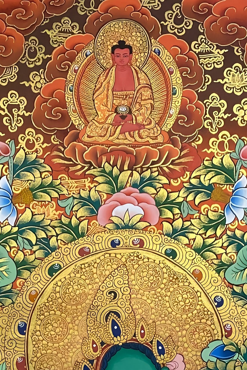 Tibetan Buddhist Green Tara thangka, pure mineral pigments, hand-painted artwork representing wisdom and enlightenment.