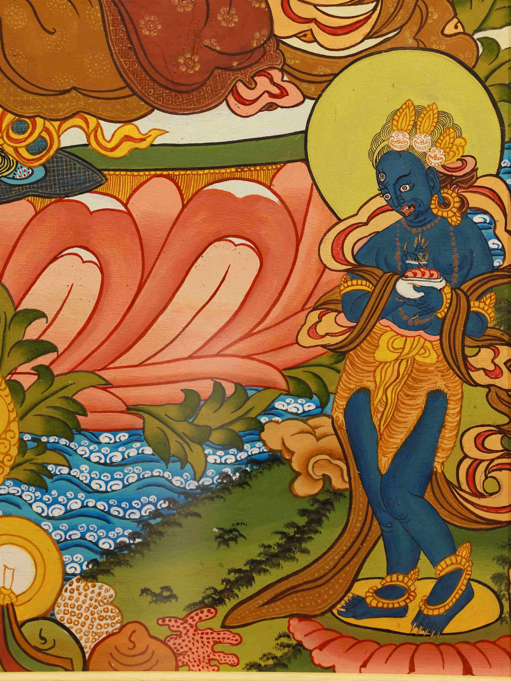Tibetan Thangka Painting of Green Tara, Goddess of Swift Protection and Peace