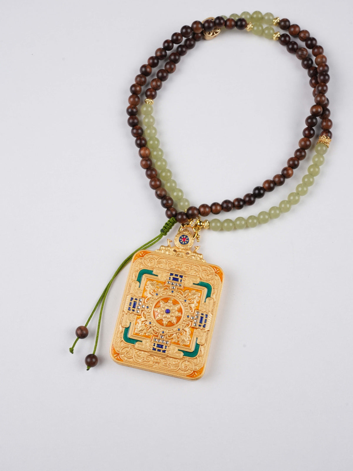 Green Tara Protective Amulet Thangka – Tibetan Handcrafted Gau Box Pendant for Healing and Peace