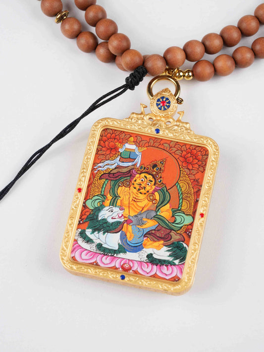 Tibetan thangka of Vaisravana, the Guardian King of Wealth – detailed hand-painted Buddhist artwork on thangka canvas.