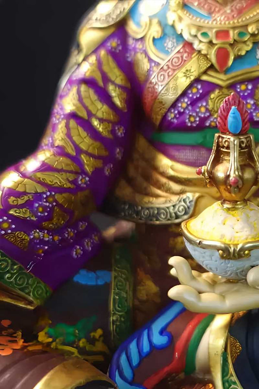 Guru Rinpoche Padmasambhava Statue in brass, hand-painted with natural mineral pigments, authentic Tibetan Buddhist statues and Buddha Statue Art.