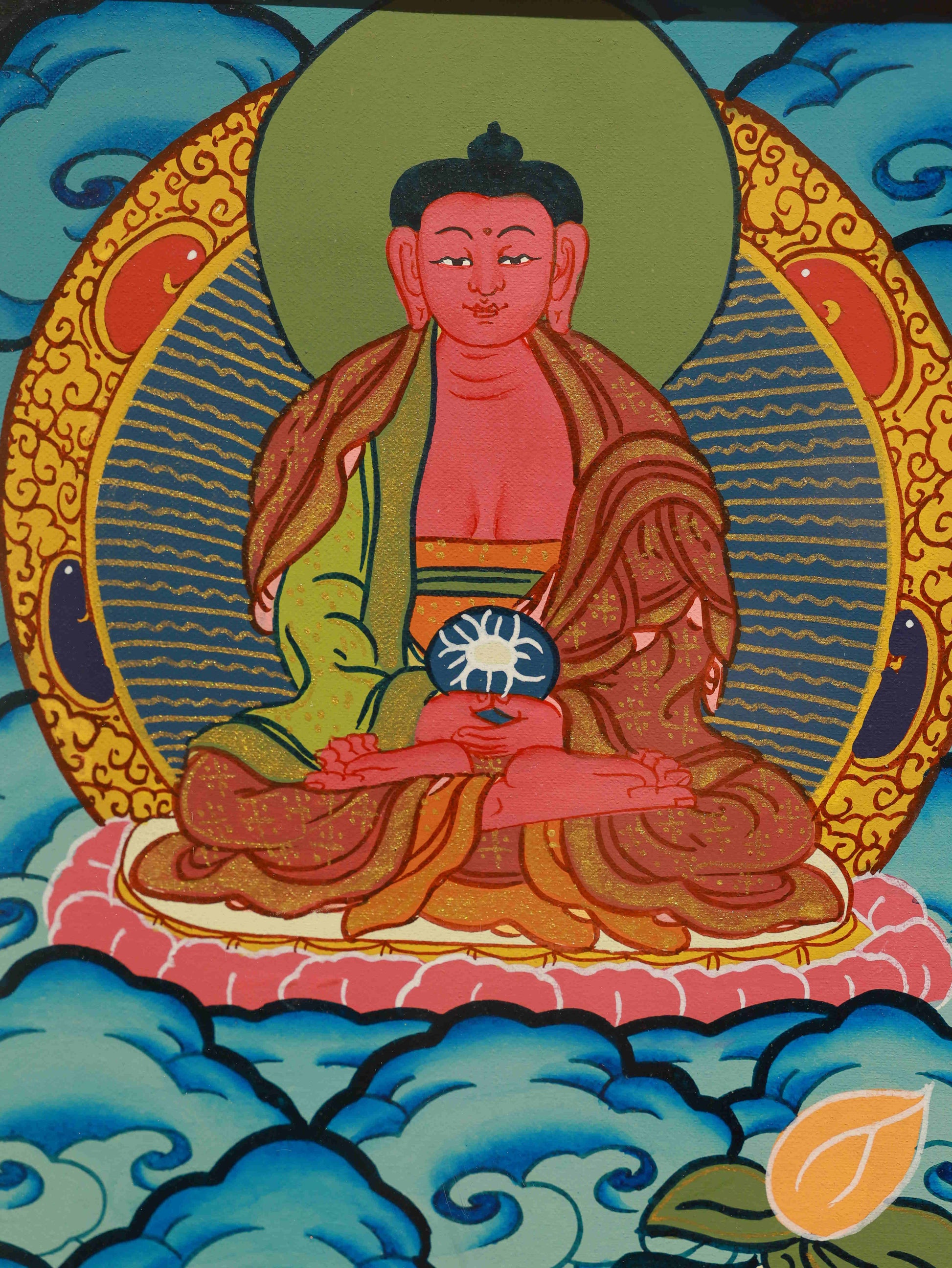 Traditional Tibetan Thangka of Guru Rinpoche, the great tantric master who brought Buddhism to Tibet.