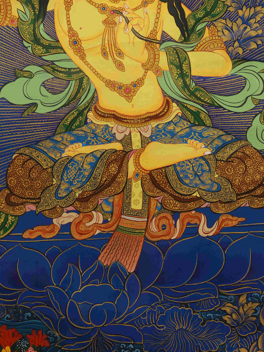 tibetan-buddhist-manjushri-thangka-hand-painted-tibetan-buddha-art-on-canvas