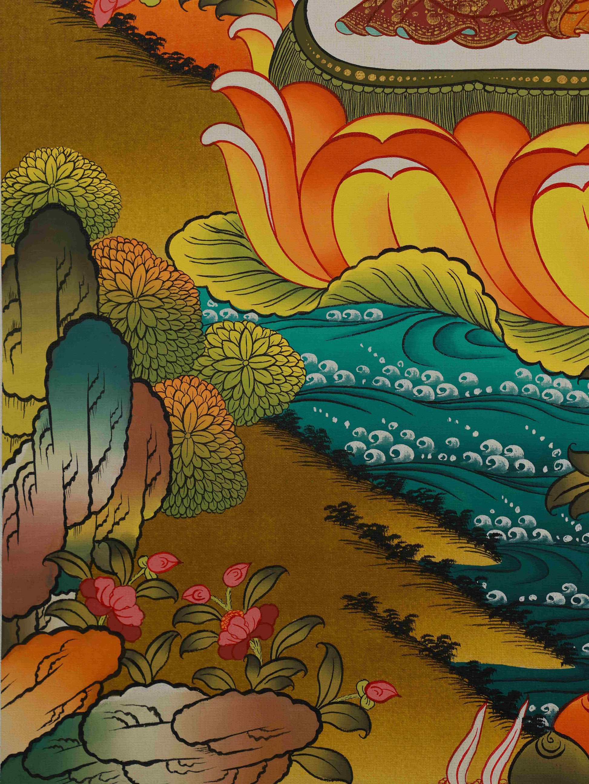 Hand-painted Vajrasattva Tibetan Thangka in Yab-Yum form – Buddhist thangka painting representing tantric wisdom.