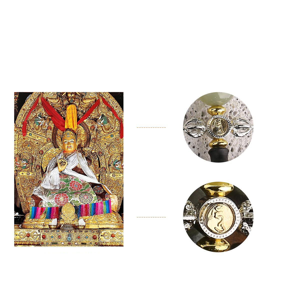 Ebony mala with copper thunder charm symbolizing courage and clarity