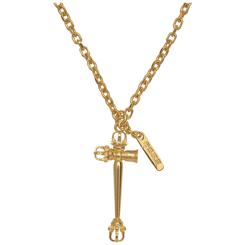 Gunmetal Tibetan-Buddhist necklace handmade for wisdom and grounding energy.