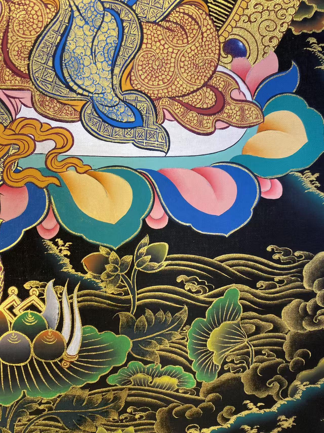 Handpainted Green Tara Thangka Painting - Tibetan Buddhist Deity