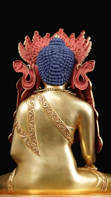 Handmade Tibetan Buddhist Jowo Buddha statue, fine Buddha Statue-Art crafted in purple copper, ideal Tibetan Buddhist statues for spiritual practice