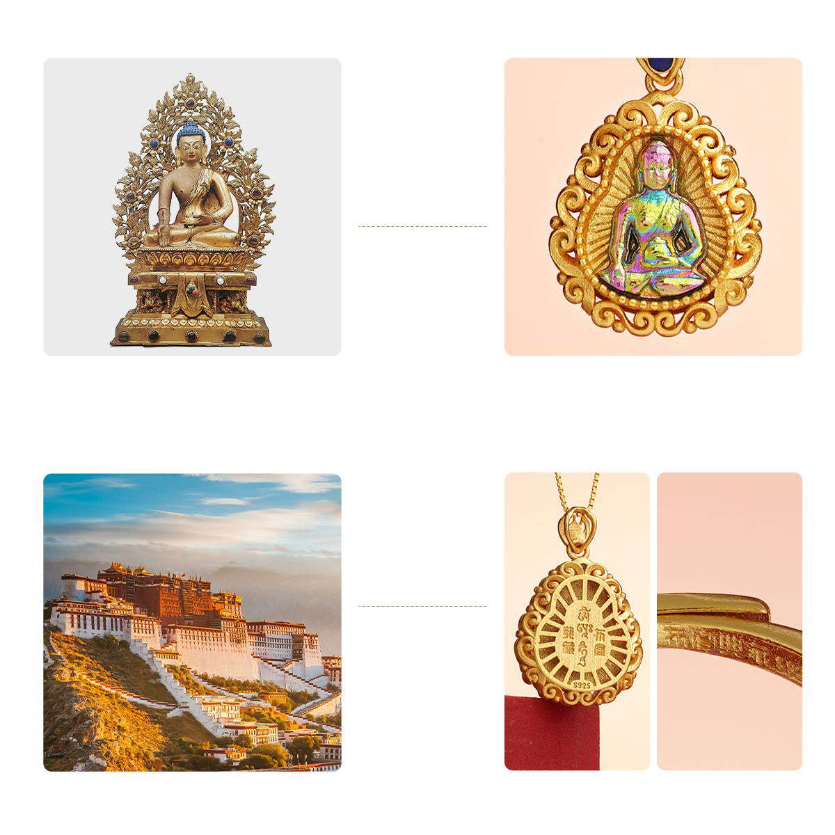 Silver talisman pendant representing long life and peaceful energy.