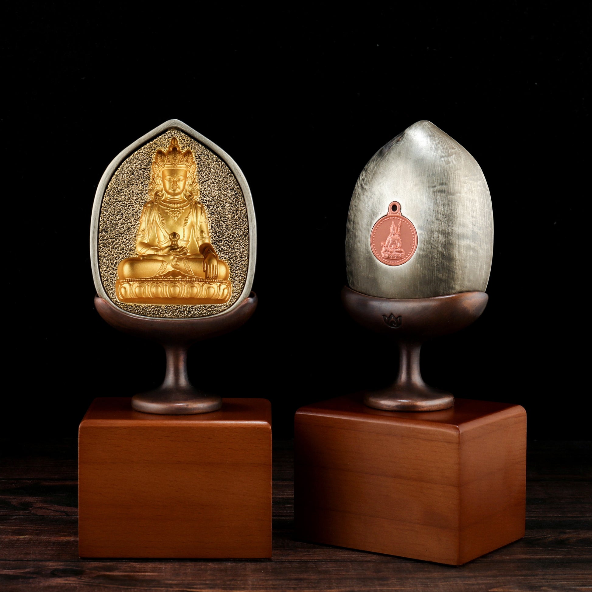 Artisan-made tsatsa mold decor featuring brass and copper detailing.