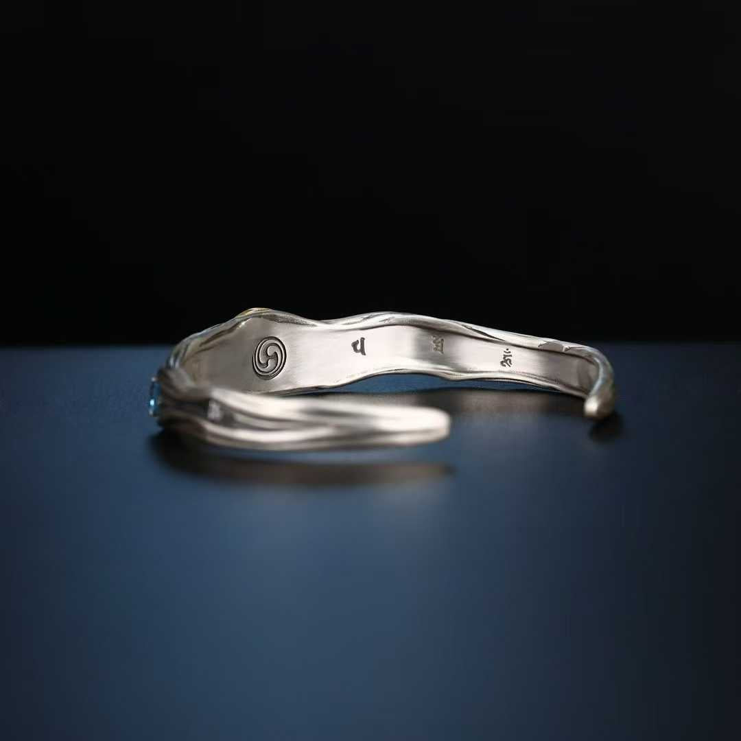 Sacred Tibetan-Buddhist Vajra Bell bracelet with detailed inlay art