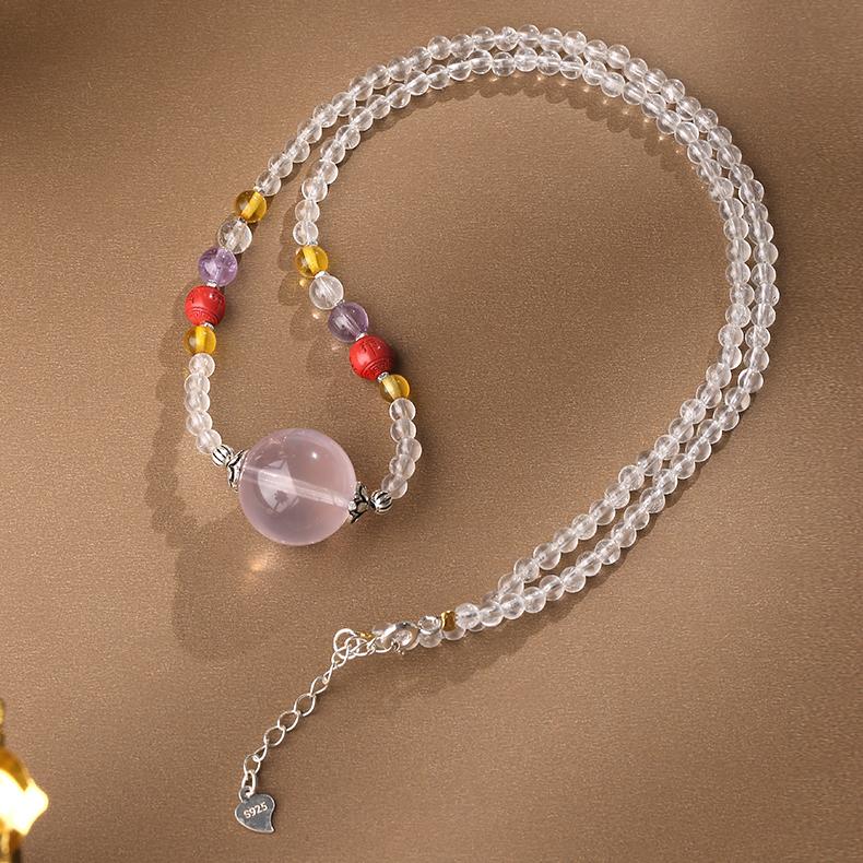 Spiritual crystal cinnabar necklace for mindfulness and energy purification.