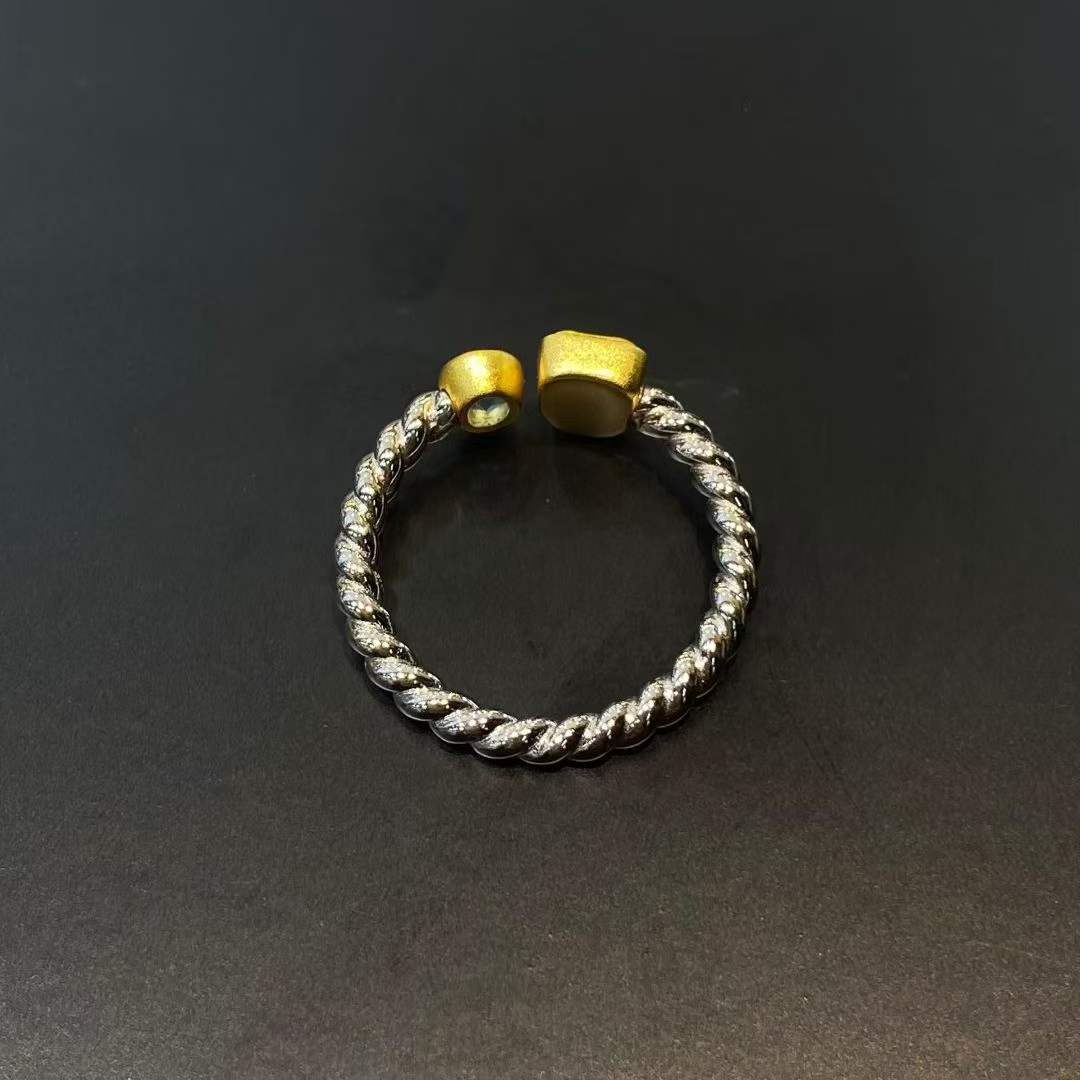 Tibetan Buddhist S925 silver sacred Zakilham ring crafted with precision inlay