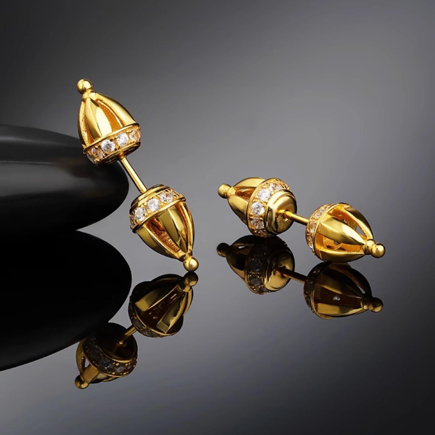 Tibetan Buddhist Vajra earrings made of 925 silver for meditation, mindfulness, and energy balance.