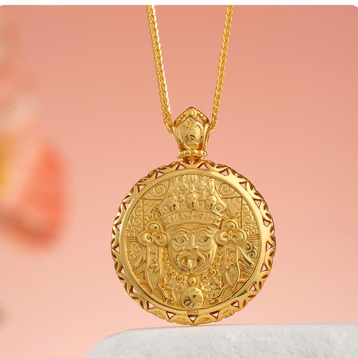 Lu Man Zha Ji Blessing Necklace for Prosperity with Amber and Silver

