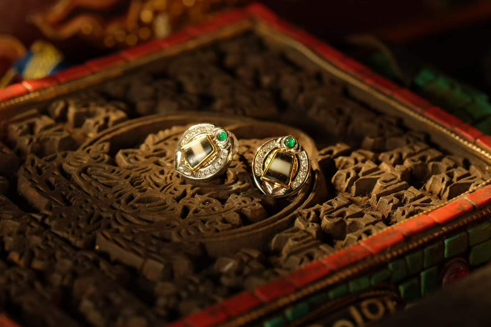 "Handmade Tibetan Buddhist Heavenly Bead Earrings in S925 Silver - Spiritual Jewelry"