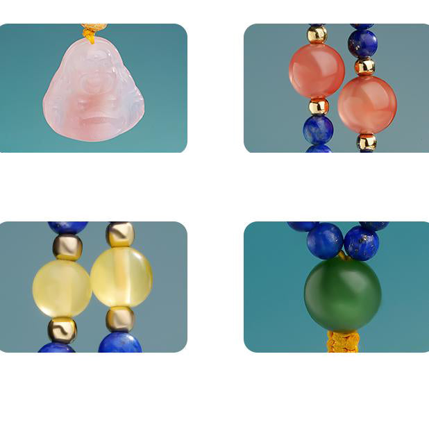 Tibetan Buddhist Lapis Agate and Amber Necklace – Mala Beads with 925 Silver for Protection and Wisdom